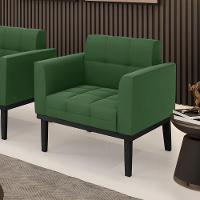 Poltrona Base De Madeira Fixa Preto Elisa Suede Verde D03 - D'rossi - 5