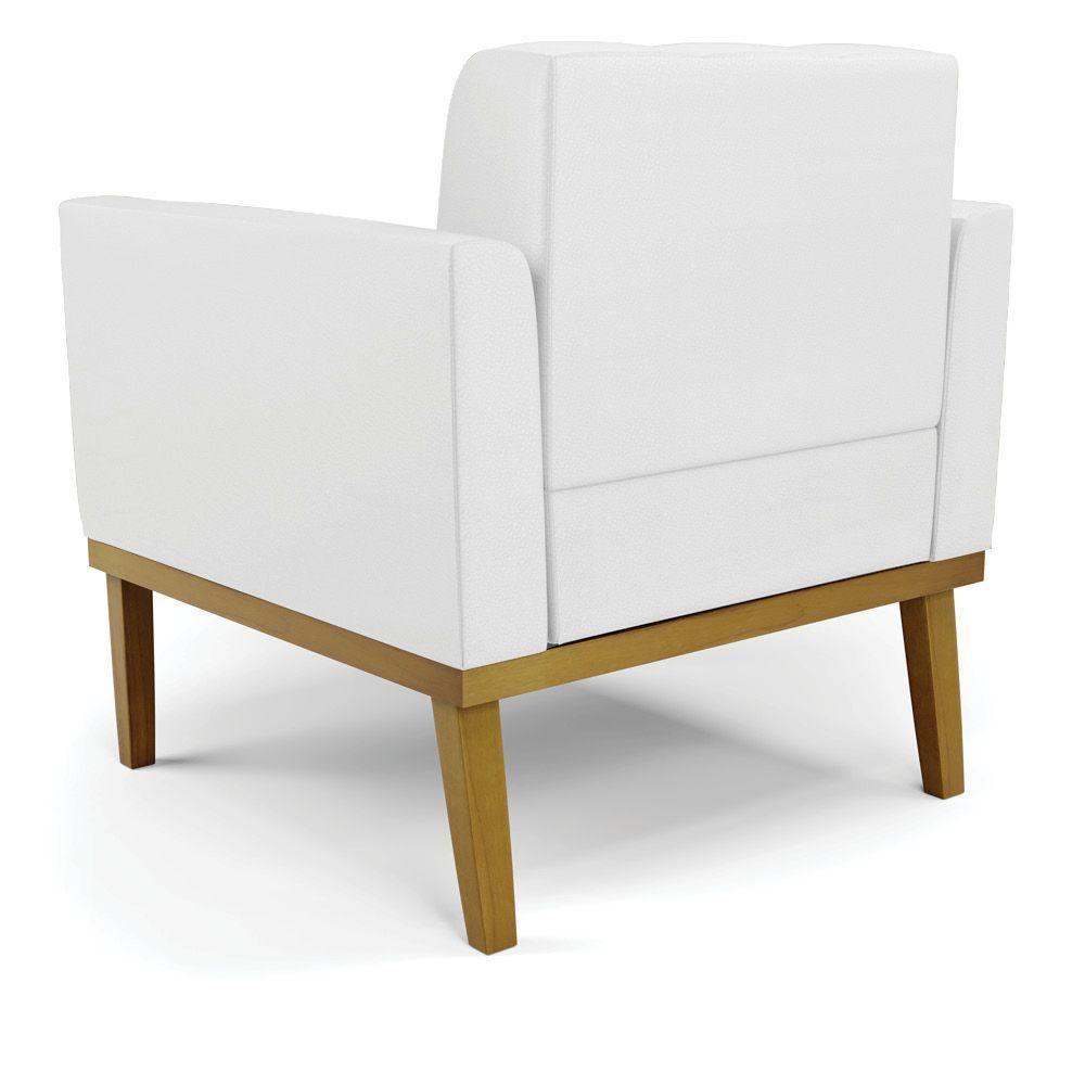 Poltrona Base De Madeira Fixa Castanho Kit 2 Elisa Corino Branco D03 - D'rossi - 2