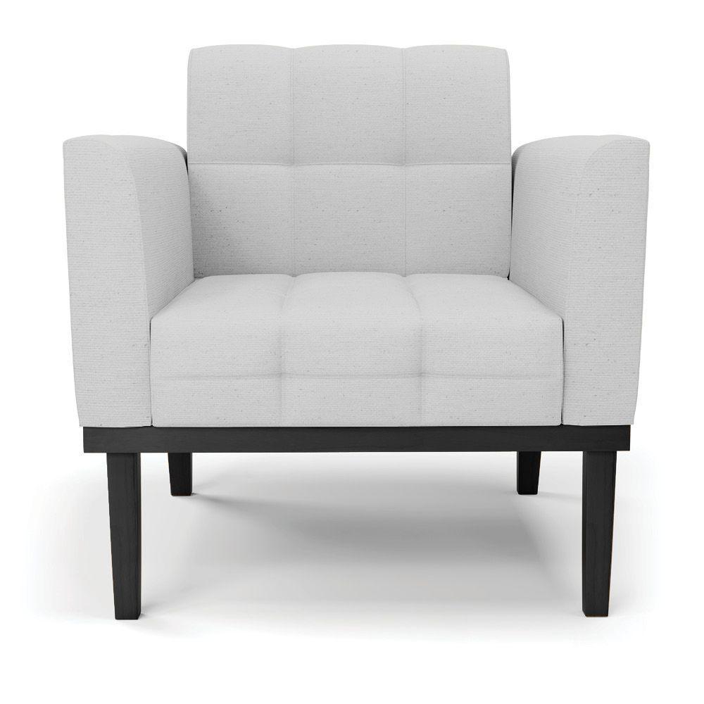 Poltrona Base De Madeira Fixa Preto Elisa Linho Cinza A05 D03 - D'rossi - 5