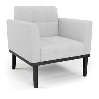 Poltrona Base De Madeira Fixa Preto Elisa Linho Cinza A05 D03 - D'rossi - 1