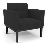 Poltrona Base De Madeira Fixa Preto Elisa Veludo Preto D03 - D'rossi - 1