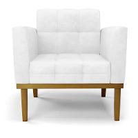 Poltrona Base De Madeira Fixa Castanho Elisa Corano Branco D03 - D'rossi - 1