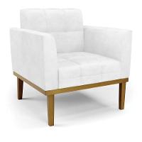 Poltrona Base De Madeira Fixa Castanho Elisa Corano Branco D03 - D'rossi - 6