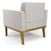 Poltrona Base De Madeira Fixa Castanho Elisa Veludo Cinza D03 - D'rossi - 3