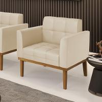 Poltrona Base De Madeira Fixa Castanho Elisa Corino Bege D03 - D'rossi - 6