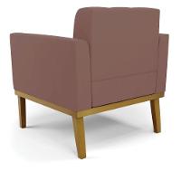 Poltrona Base De Madeira Fixa Castanho Elisa Veludo Rosê D03 - D'rossi - 3