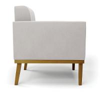 Poltrona Base De Madeira Fixa Castanho Kit 2 Elisa Veludo Cinza D03 - D'rossi - 7