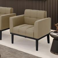 Poltrona Base De Madeira Fixa Preto Elisa Suede D03 - D'rossi Cor Marrom Rato - 6