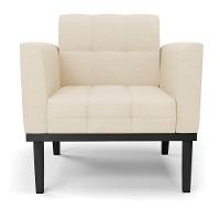 Poltrona Base De Madeira Fixa Preto Elisa Linho Bege A19 D03 - D'rossi - 5