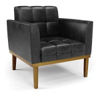 Poltrona Base De Madeira Fixa Castanho Elisa Corano D03 - D'rossi Cor Preto - 1