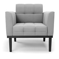 Poltrona Base De Madeira Fixa Preto Kit 2 Elisa Suede D03 - D'rossi Cor Cinza - 5