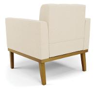 Poltrona Base De Madeira Fixa Castanho Elisa Linho D03 - D'rossi Cor A19 Bege - 3