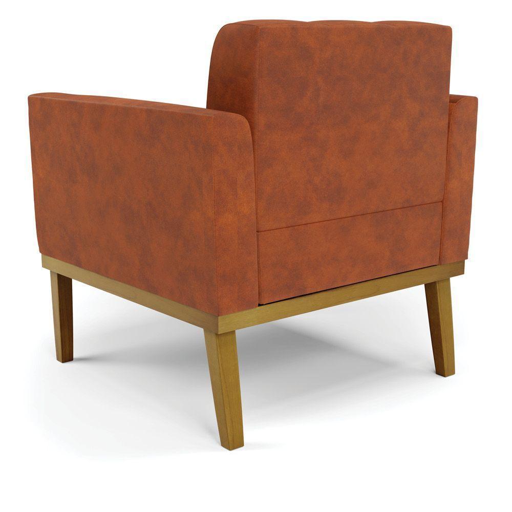 Poltrona Base De Madeira Fixa Castanho Kit 2 Elisa Corano D03 - D'rossi Cor Nozes - 6