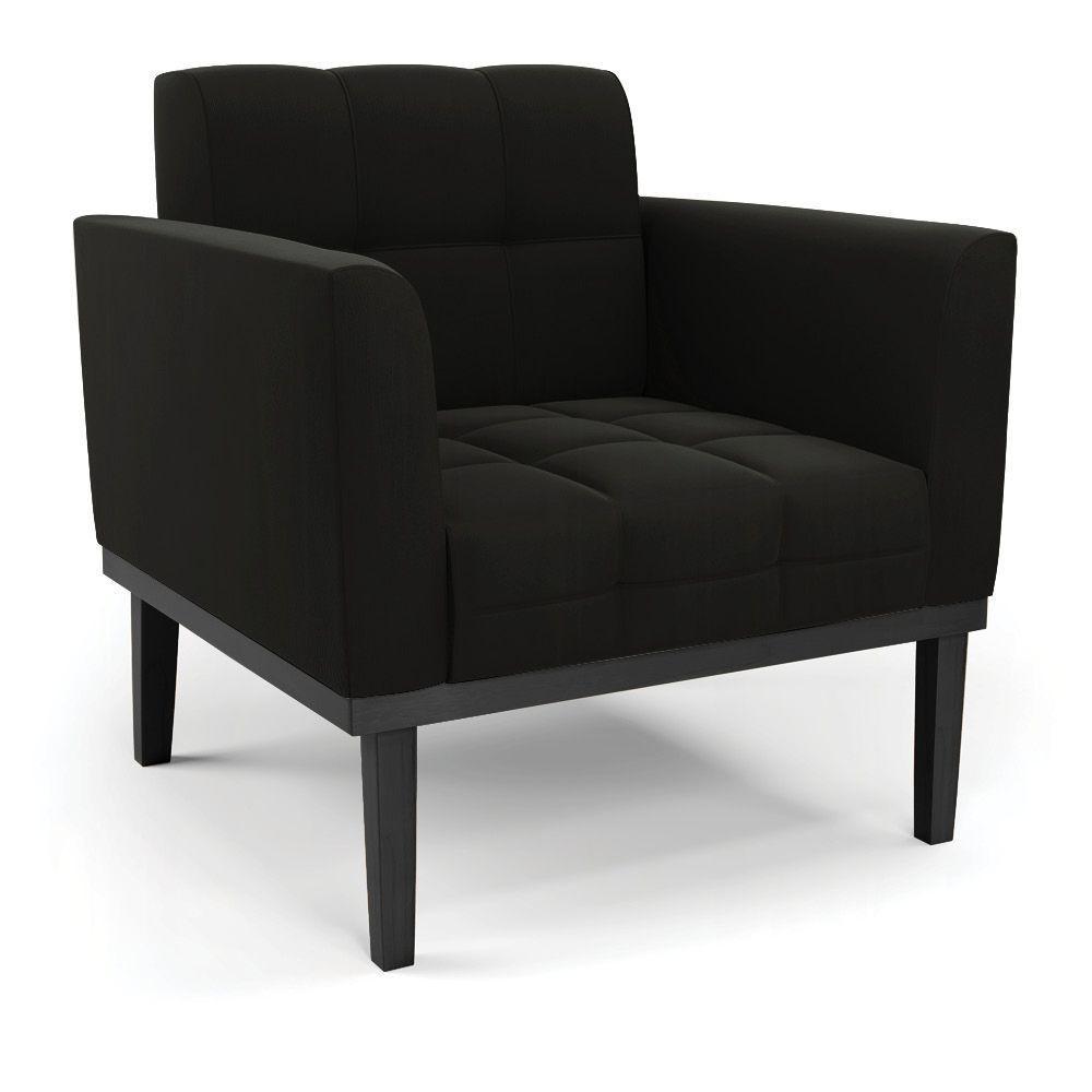 Poltrona Base De Madeira Fixa Preto Elisa Suede D03 - D'rossi Cor Preto - 1