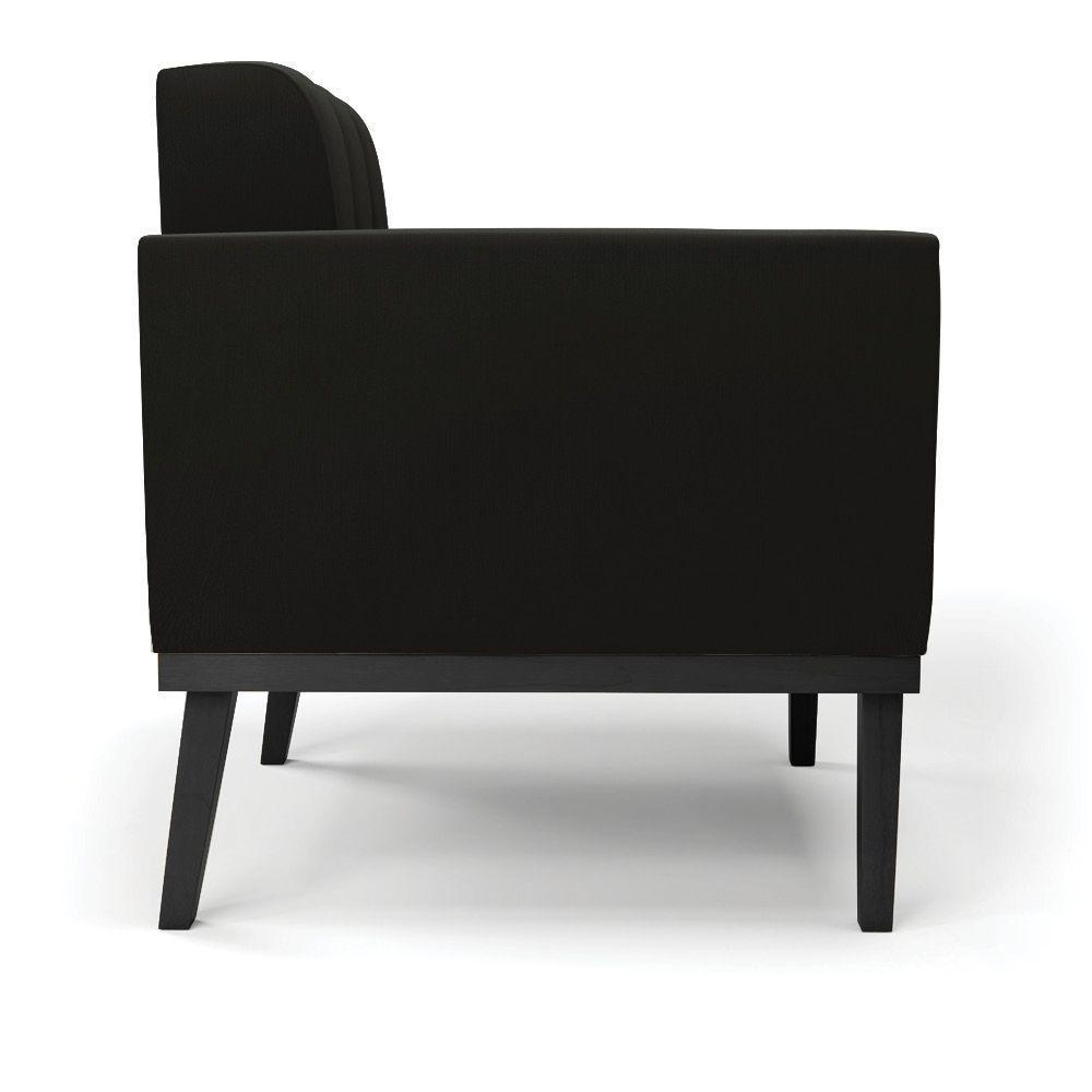 Poltrona Base De Madeira Fixa Preto Elisa Suede D03 - D'rossi Cor Preto - 3