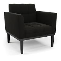 Poltrona Base De Madeira Fixa Preto Elisa Suede D03 - D'rossi Cor Preto - 1