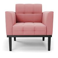 Poltrona Base De Madeira Fixa Preto Kit 2 Elisa Suede D03 - D'rossi Cor Rose - 5