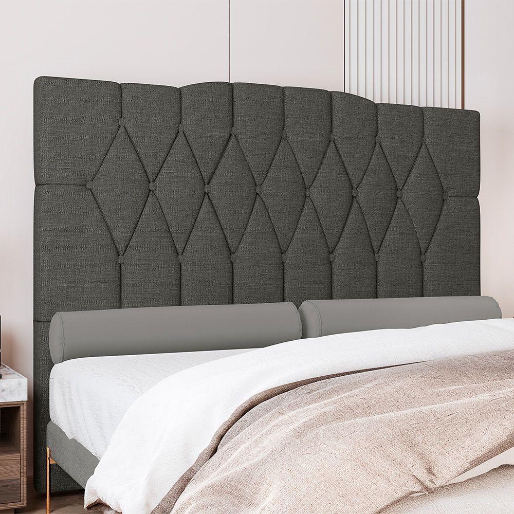 Cabeceira Para Cama Box Solteiro 90 Cm Amanda Linho Cinza I02 - D'rossi - 5