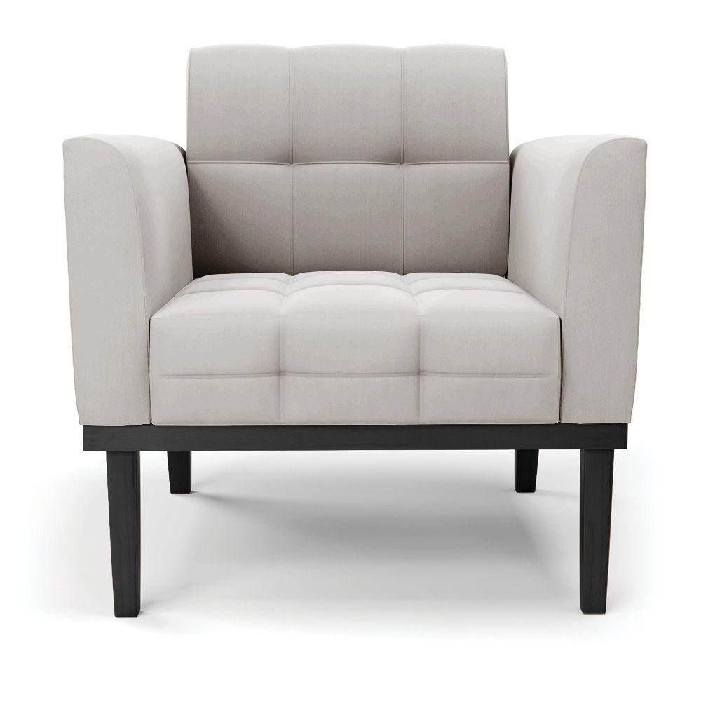 Poltrona Base De Madeira Fixa Preto Kit 2 Elisa Veludo D03 - D'rossi Cor Cinza - 5