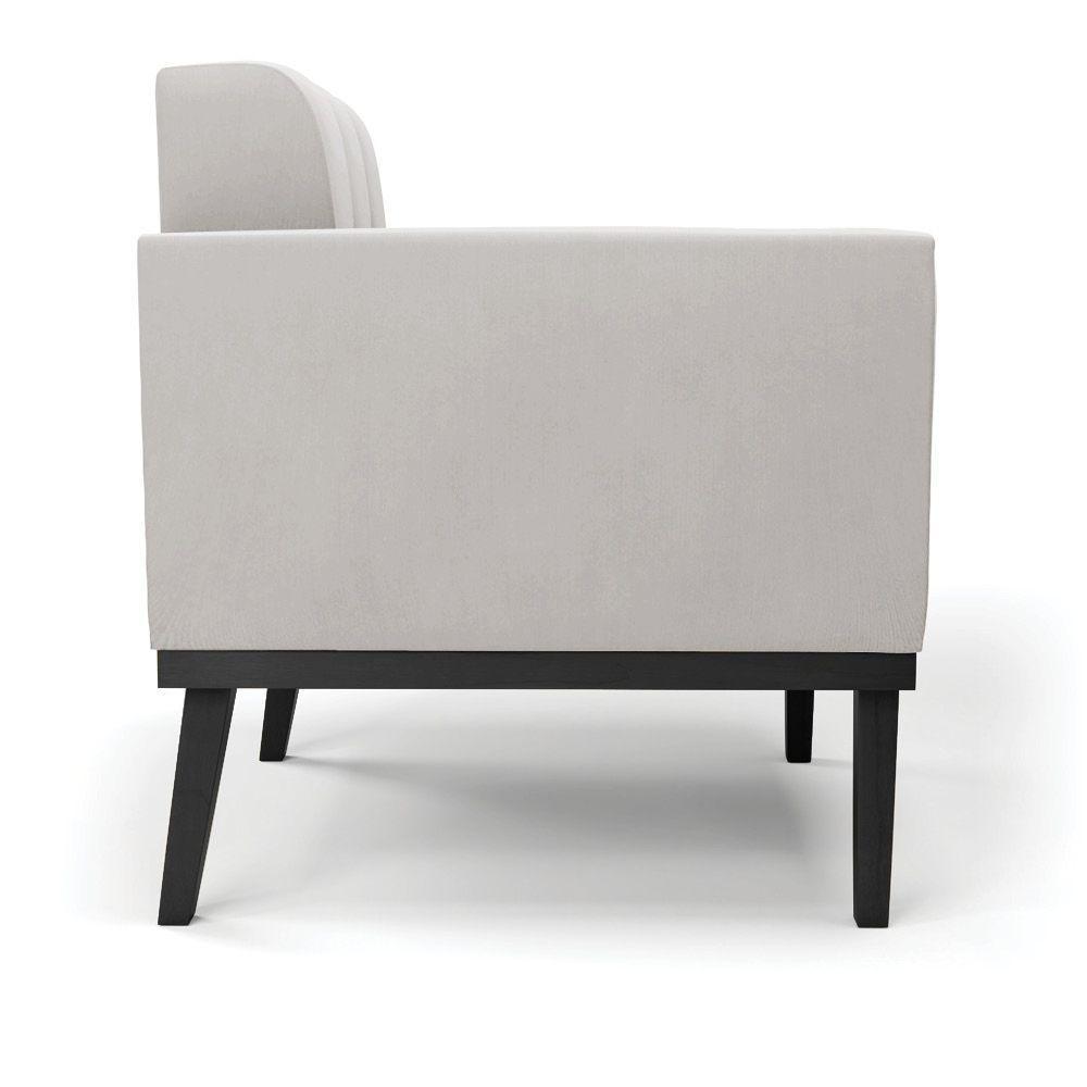 Poltrona Base De Madeira Fixa Preto Elisa Veludo D03 - D'rossi Cor Cinza - 7