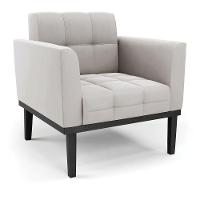 Poltrona Base De Madeira Fixa Preto Elisa Veludo D03 - D'rossi Cor Cinza - 1