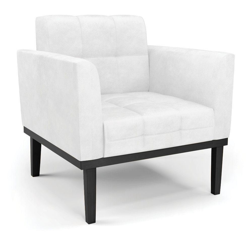 Poltrona Base De Madeira Fixa Preto Elisa Corano Branco D03 - D'rossi - 1