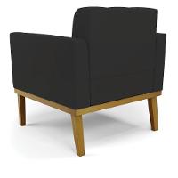 Poltrona Base De Madeira Fixa Castanho Kit 2 Elisa Veludo D03 - D'rossi Cor Preto - 3