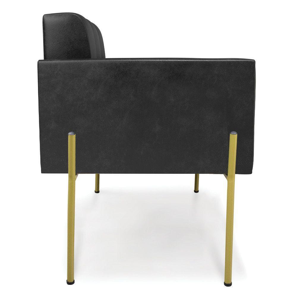 Poltrona Pé De Ferro Dourado Para Sala Elisa Corano Preto D03 - D'rossi - 5