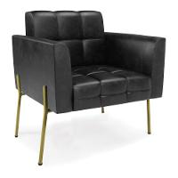 Poltrona Pé De Ferro Dourado Para Sala Elisa Corano Preto D03 - D'rossi - 1