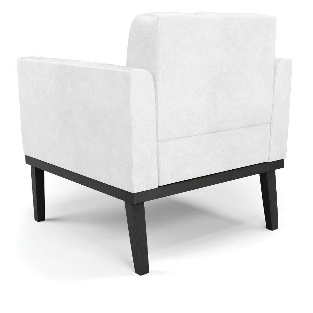 Poltrona Base De Madeira Fixa Preto Kit 2 Elisa Corano Branco D03 - D'rossi - 4