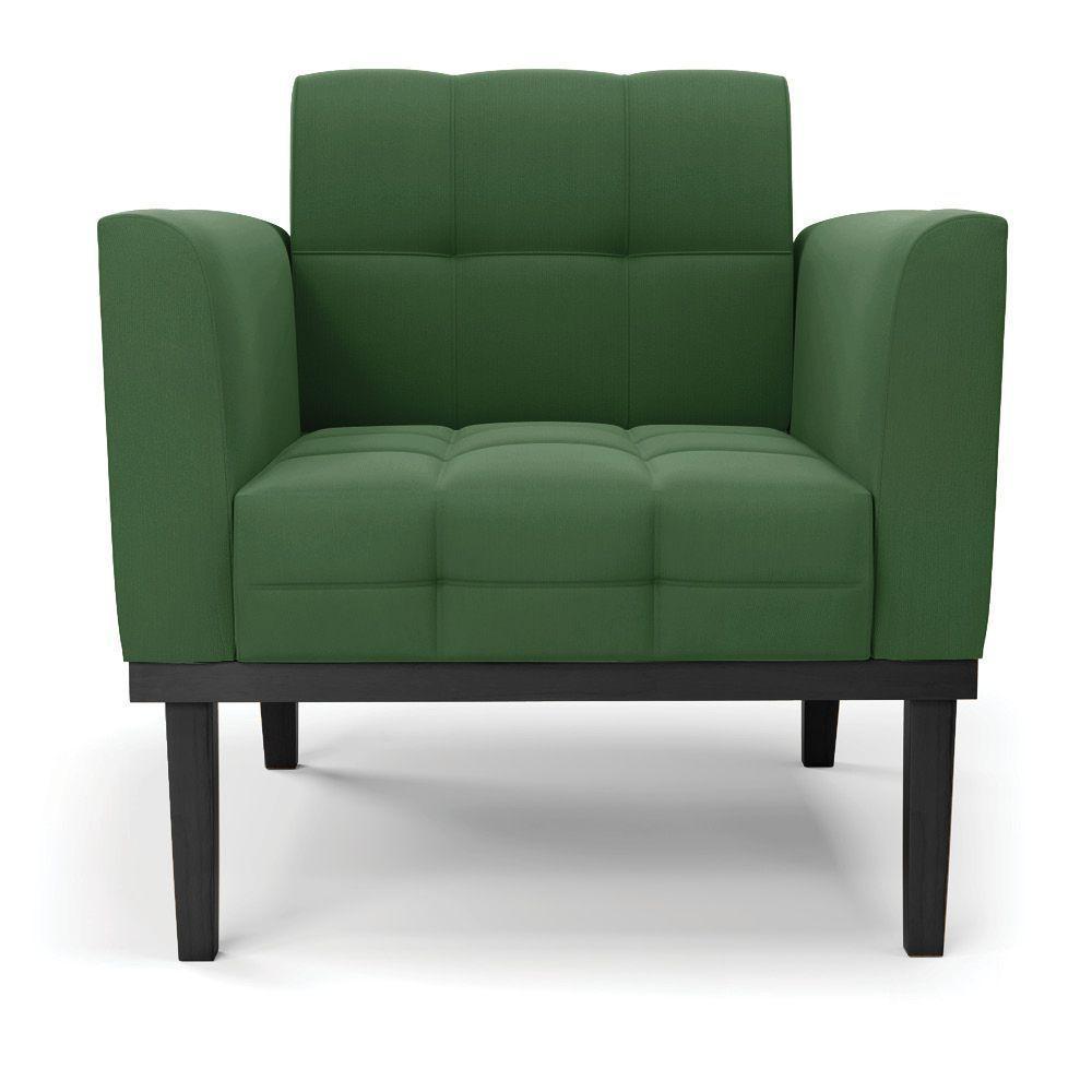 Poltrona Base De Madeira Fixa Preto Elisa Suede D03 - D'rossi Cor Verde - 5