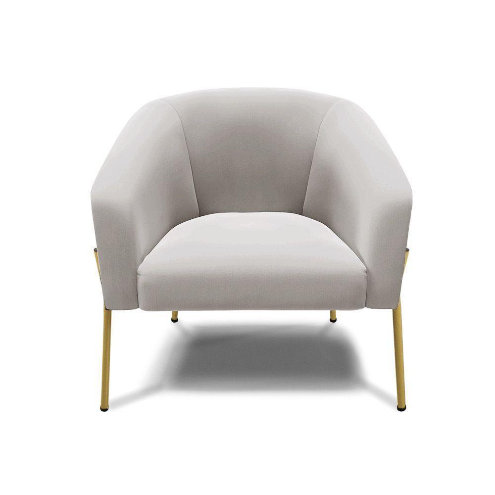 Poltrona Pé De Ferro Dourado Kit 2 Stella Veludo D03 - D'rossi Cor Cinza - 2