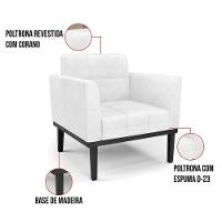 Poltrona Base De Madeira Fixa Preto Kit 2 Elisa Corano D03 - D'rossi Cor Branco - 2