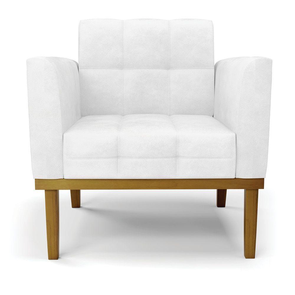 Poltrona Base De Madeira Fixa Castanho Kit 2 Elisa Corano D03 - D'rossi Cor Branco - 6