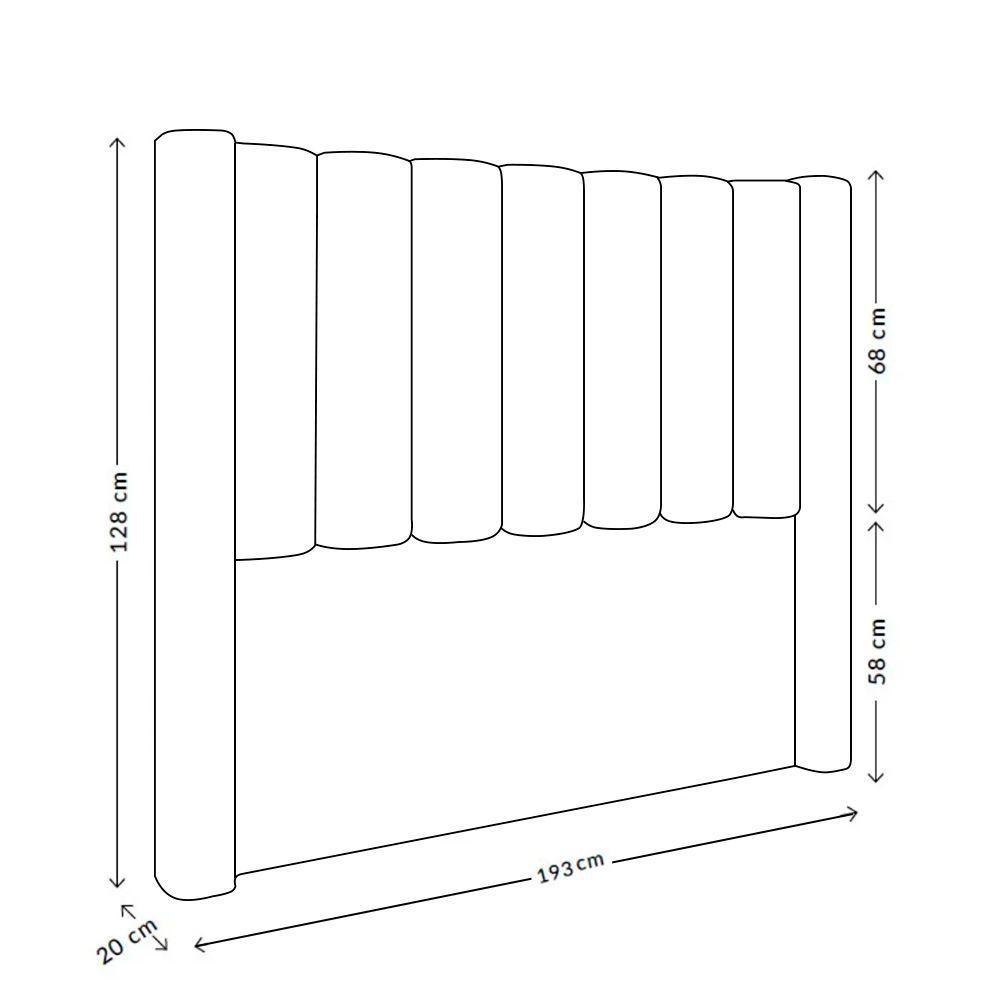 Cabeceira Para Cama Box King 193 Cm Rania Linho Cinza I02 - D'rossi - 2
