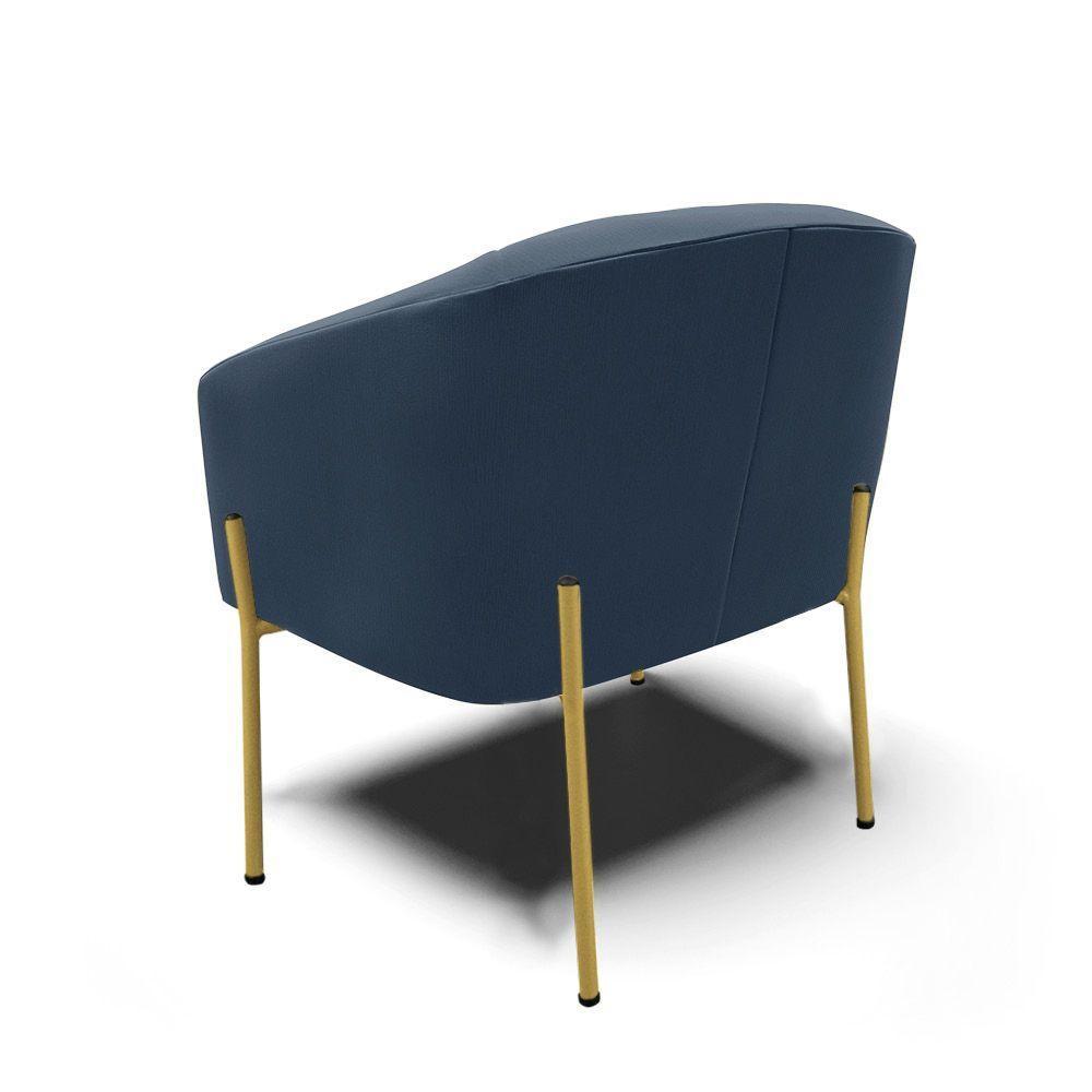 Poltrona Pé De Ferro Dourado Kit 2 Stella Suede D03 - D'rossi Cor Azul Marinho - 4