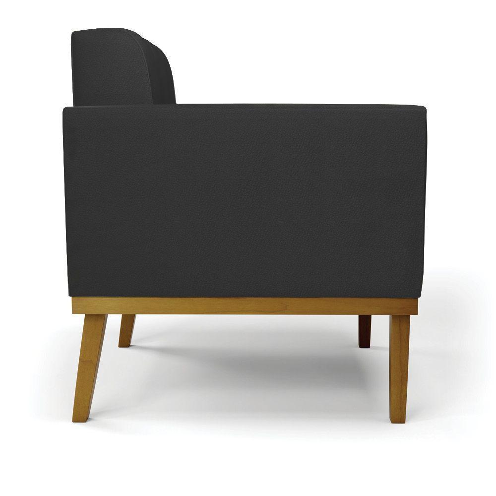 Poltrona Base De Madeira Fixa Castanho Kit 2 Elisa Corino D03 - D'rossi Cor Preto - 3