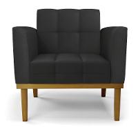 Poltrona Base De Madeira Fixa Castanho Kit 2 Elisa Corino D03 - D'rossi Cor Preto - 7