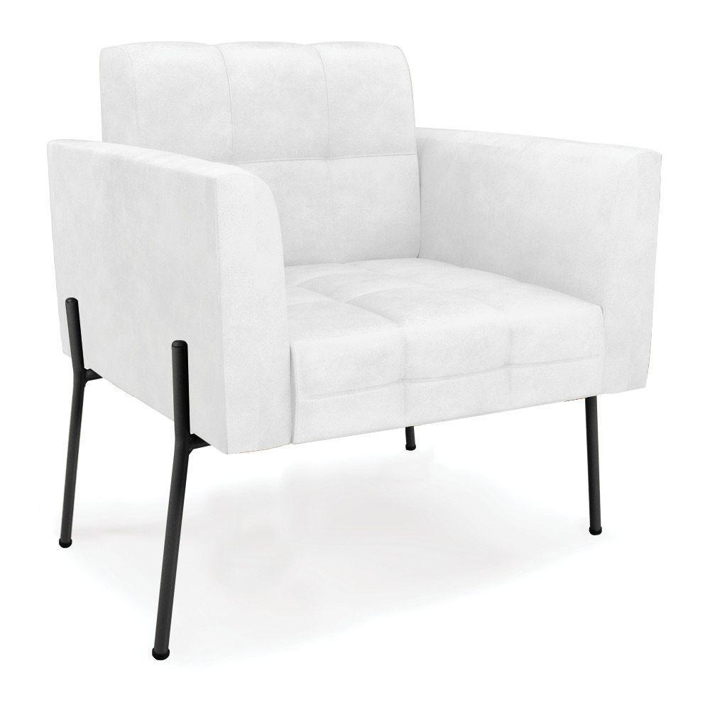 Poltrona Pé De Ferro Preto Para Sala Elisa Corano D03 - D'rossi Cor Branco - 1