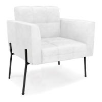 Poltrona Pé De Ferro Preto Para Sala Elisa Corano D03 - D'rossi Cor Branco - 1