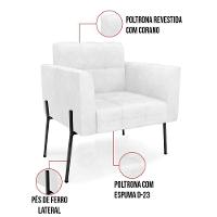 Poltrona Pé De Ferro Preto Para Sala Elisa Corano D03 - D'rossi Cor Branco - 3