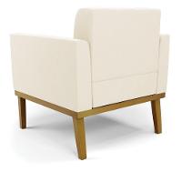 Poltrona Base De Madeira Fixa Castanho Kit 2 Elisa Veludo D03 - D'rossi Cor Bege - 3