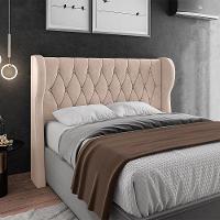 Cabeceira Para Cama Box Casal 140 Cm Beatriz Veludo Bege I02 - D'rossi - 5