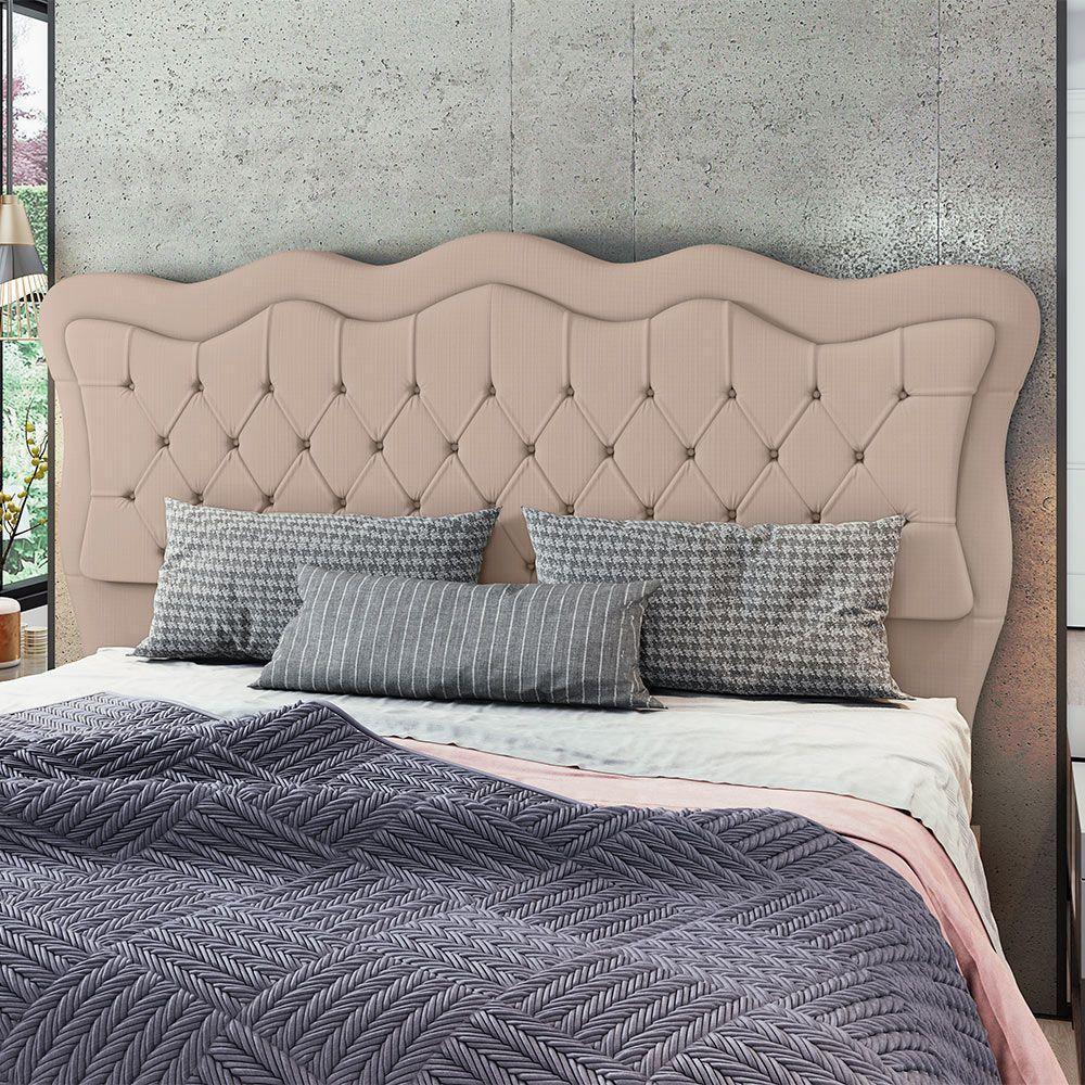 Cabeceira Para Cama Box Queen 160 Cm Eliza Veludo Bege I02 - D'rossi - 5