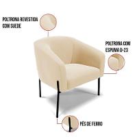 Poltrona Pé De Ferro Preto Kit 2 Stella Suede Bege D03 - D'rossi - 3