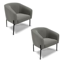 Poltrona Pé De Ferro Preto Kit 2 Stella Suede Grafite D03 - D'rossi - 1