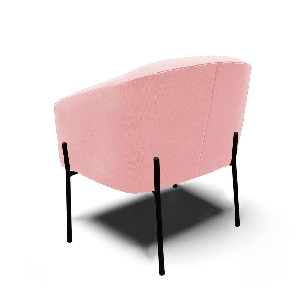 Poltrona Pé De Ferro Preto Kit 2 Stella Suede Rosa Bebê D03 - D'rossi - 4