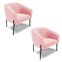 Poltrona Pé De Ferro Preto Kit 2 Stella Suede Rosa Bebê D03 - D'rossi - 1