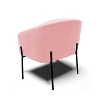 Poltrona Pé De Ferro Preto Kit 2 Stella Suede Rosa Bebê D03 - D'rossi