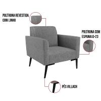 Kit 2 Poltronas Pés Villach Marisa Linho Grafite A26 D03 - D'rossi - 3